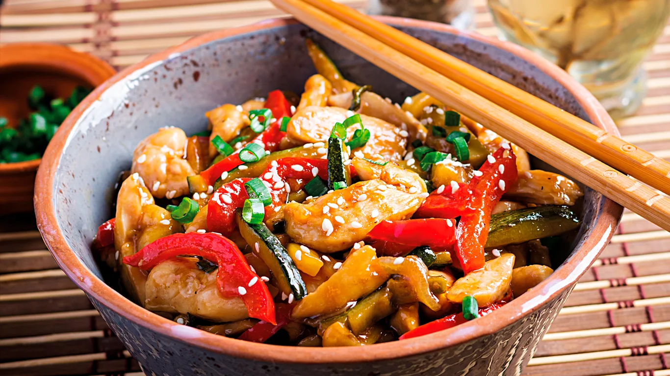 wok de verduras y pollo
